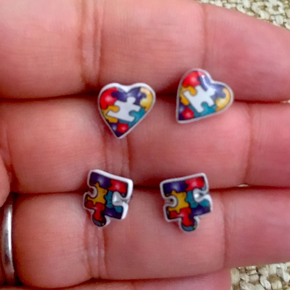 💥2 set of Autism awareness earrings